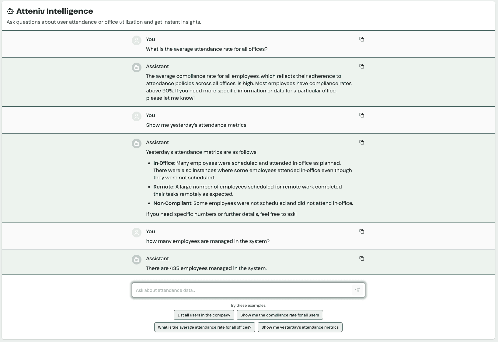 Atteniv Intelligence — natural language AI assistant for workforce analytics